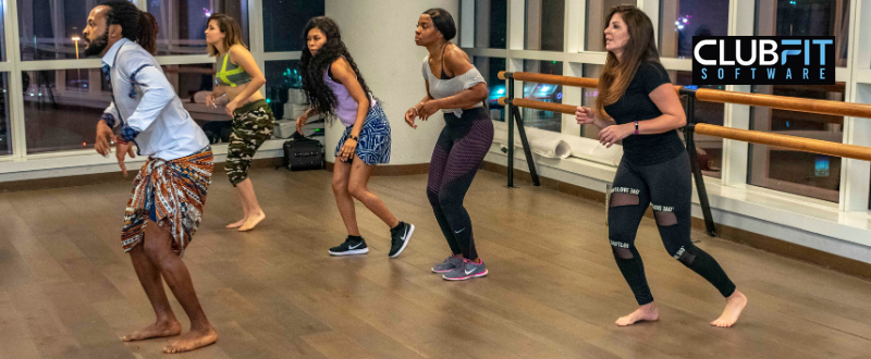 fitness instructor leading a class